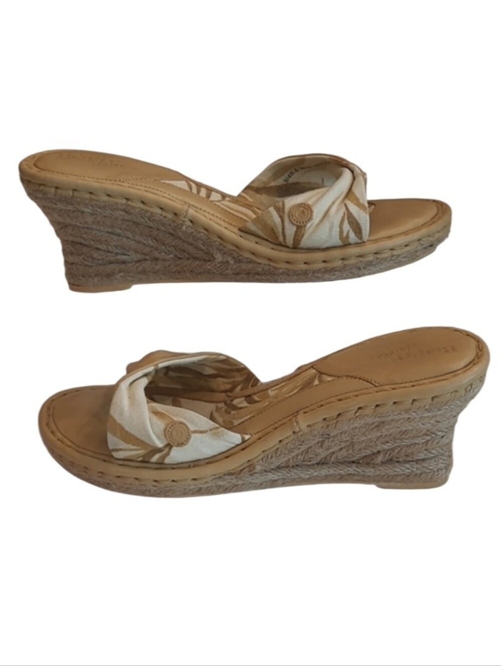 Born Drilles Espadrille Wedge Sandals Pattern Crossover Strap Slip On Open Heel